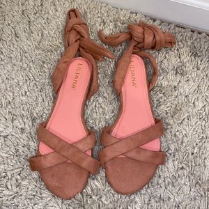 Miss Lola - Dusty Rose Tie around ankle Sandals